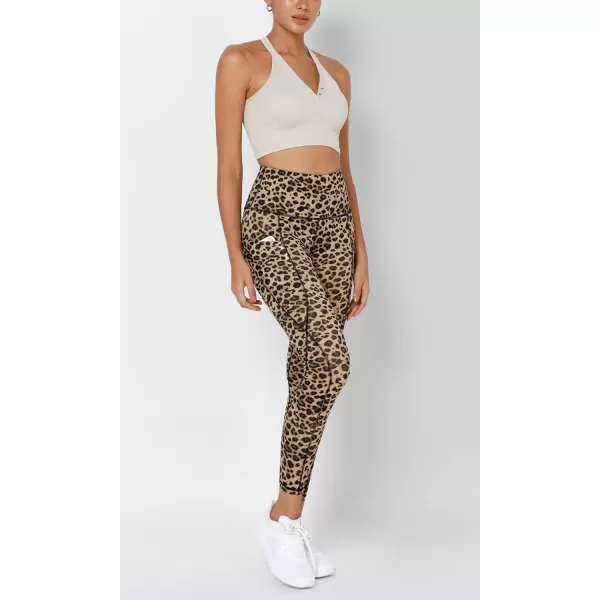 imageODODOS Womens High Waisted Yoga Leggings with Pockets Tummy Control Non See Through Workout Athletic Running Yoga PantsLeopard