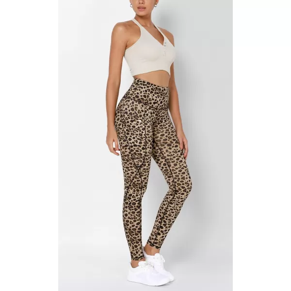 imageODODOS Womens High Waisted Yoga Leggings with Pockets Tummy Control Non See Through Workout Athletic Running Yoga PantsLeopard