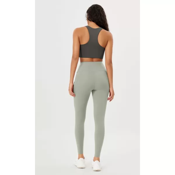 imageODODOS Womens High Waisted Yoga Leggings with Pockets Tummy Control Non See Through Workout Athletic Running Yoga PantsLime Stone