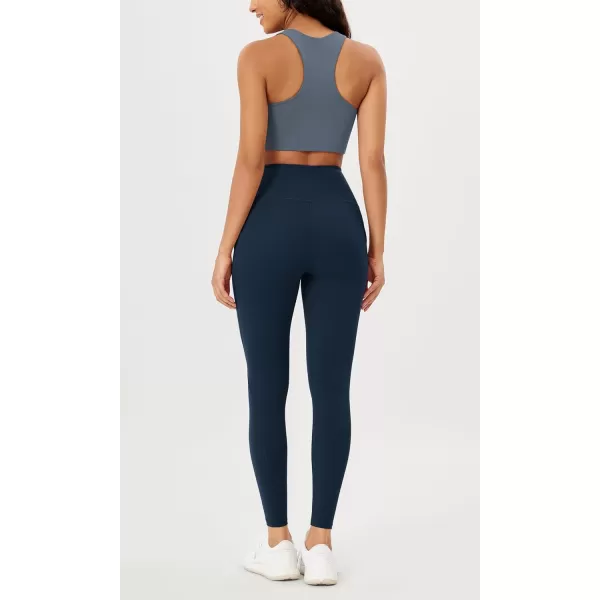 imageODODOS Womens High Waisted Yoga Leggings with Pockets Tummy Control Non See Through Workout Athletic Running Yoga PantsNavy