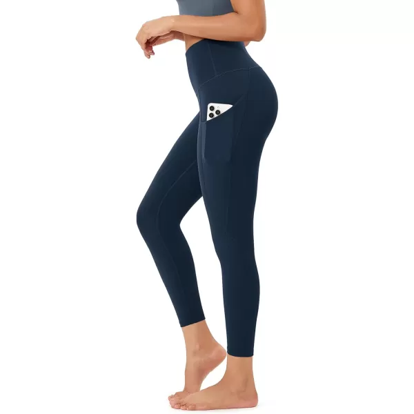 imageODODOS Womens High Waisted Yoga Leggings with Pockets Tummy Control Non See Through Workout Athletic Running Yoga PantsNavy