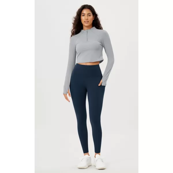 imageODODOS Womens High Waisted Yoga Leggings with Pockets Tummy Control Non See Through Workout Athletic Running Yoga PantsNavy