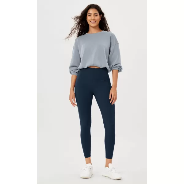 imageODODOS Womens High Waisted Yoga Leggings with Pockets Tummy Control Non See Through Workout Athletic Running Yoga PantsNavy