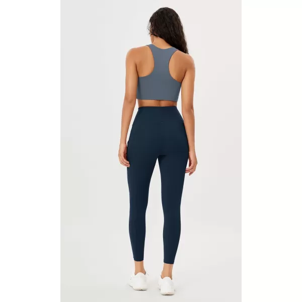 imageODODOS Womens High Waisted Yoga Leggings with Pockets Tummy Control Non See Through Workout Athletic Running Yoga PantsNavy