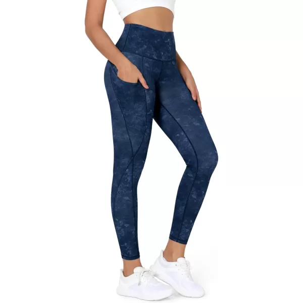 imageODODOS Womens High Waisted Yoga Leggings with Pockets Tummy Control Non See Through Workout Athletic Running Yoga PantsNavy Stone