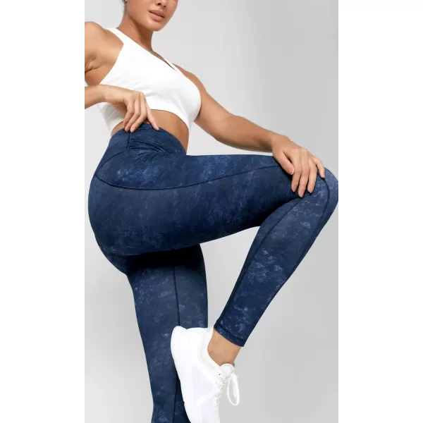 imageODODOS Womens High Waisted Yoga Leggings with Pockets Tummy Control Non See Through Workout Athletic Running Yoga PantsNavy Stone