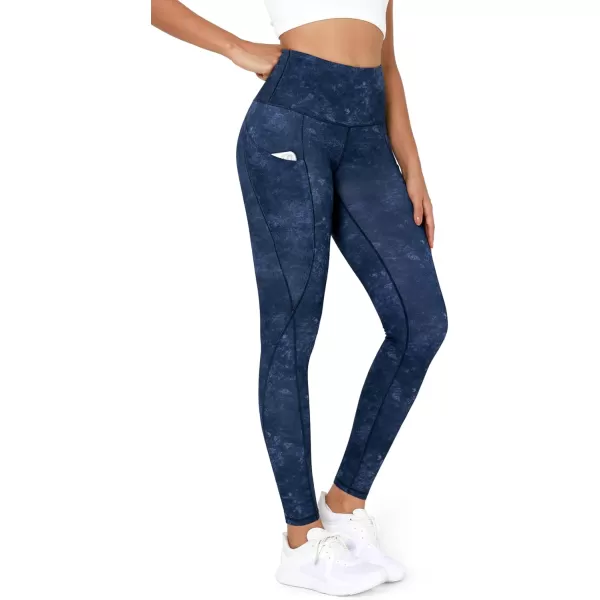 imageODODOS Womens High Waisted Yoga Leggings with Pockets Tummy Control Non See Through Workout Athletic Running Yoga PantsNavy Stone