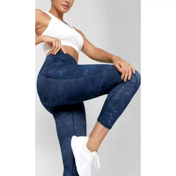 imageODODOS Womens High Waisted Yoga Leggings with Pockets Tummy Control Non See Through Workout Athletic Running Yoga PantsNavy Stone