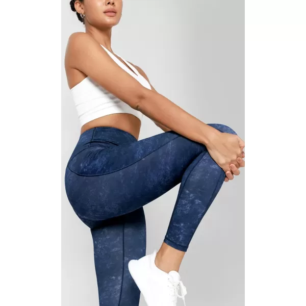 imageODODOS Womens High Waisted Yoga Leggings with Pockets Tummy Control Non See Through Workout Athletic Running Yoga PantsNavy Stone
