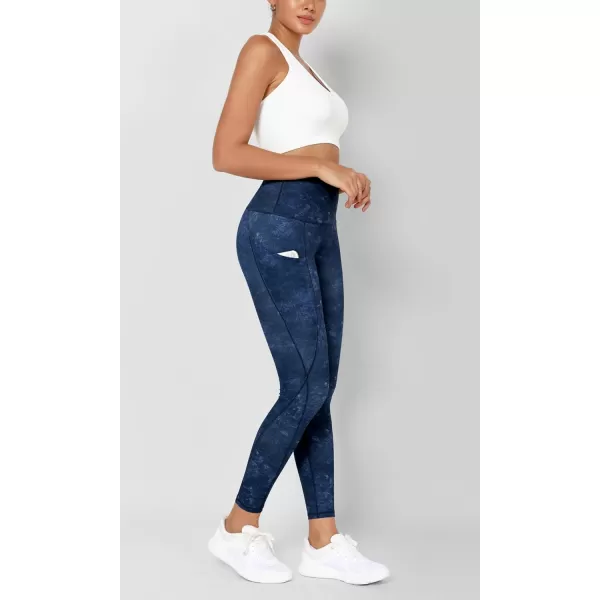 imageODODOS Womens High Waisted Yoga Leggings with Pockets Tummy Control Non See Through Workout Athletic Running Yoga PantsNavy Stone