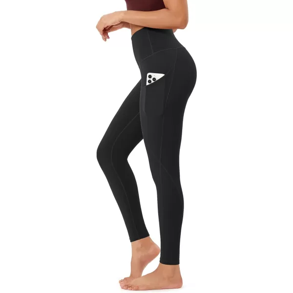 imageODODOS Womens High Waisted Yoga Leggings with Pockets Tummy Control Non See Through Workout Athletic Running Yoga PantsOnyx Black Grey