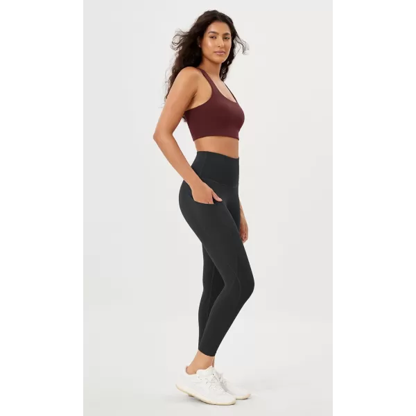 imageODODOS Womens High Waisted Yoga Leggings with Pockets Tummy Control Non See Through Workout Athletic Running Yoga PantsOnyx Black Grey