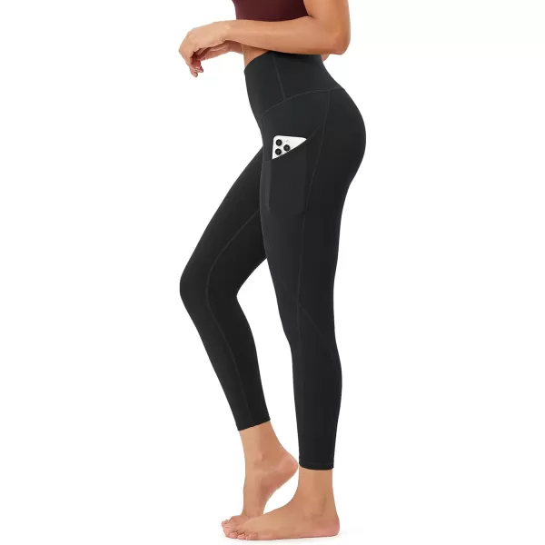 imageODODOS Womens High Waisted Yoga Leggings with Pockets Tummy Control Non See Through Workout Athletic Running Yoga PantsOnyx Black Grey