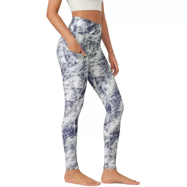 imageODODOS Womens High Waisted Yoga Leggings with Pockets Tummy Control Non See Through Workout Athletic Running Yoga PantsPurple Gray Line