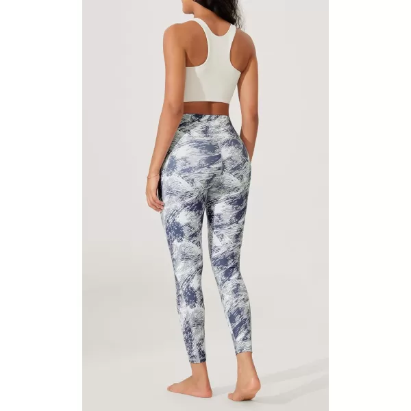 imageODODOS Womens High Waisted Yoga Leggings with Pockets Tummy Control Non See Through Workout Athletic Running Yoga PantsPurple Gray Line