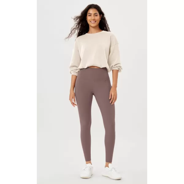 imageODODOS Womens High Waisted Yoga Leggings with Pockets Tummy Control Non See Through Workout Athletic Running Yoga PantsPurple Taupe