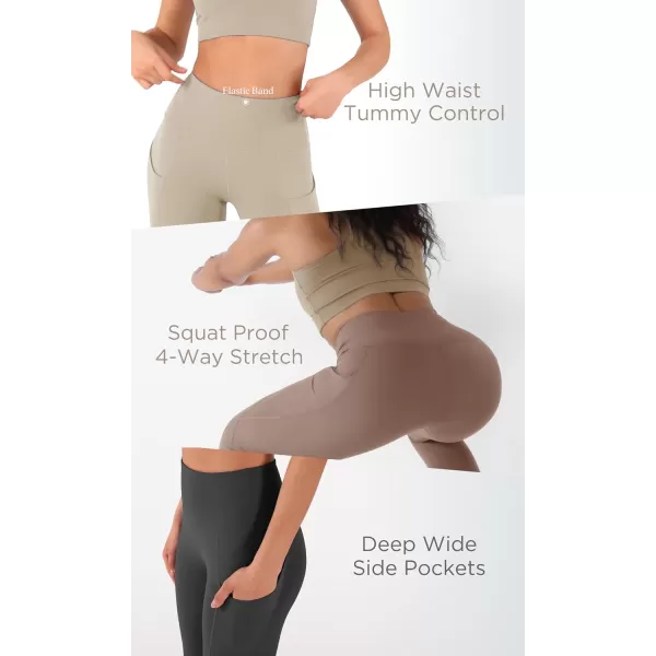imageODODOS Womens High Waisted Yoga Leggings with Pockets Tummy Control Non See Through Workout Athletic Running Yoga PantsRed