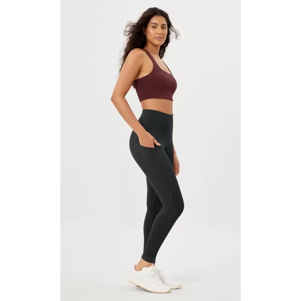 imageODODOS Womens High Waisted Yoga Leggings with Pockets Tummy Control Non See Through Workout Athletic Running Yoga PantsWave Black