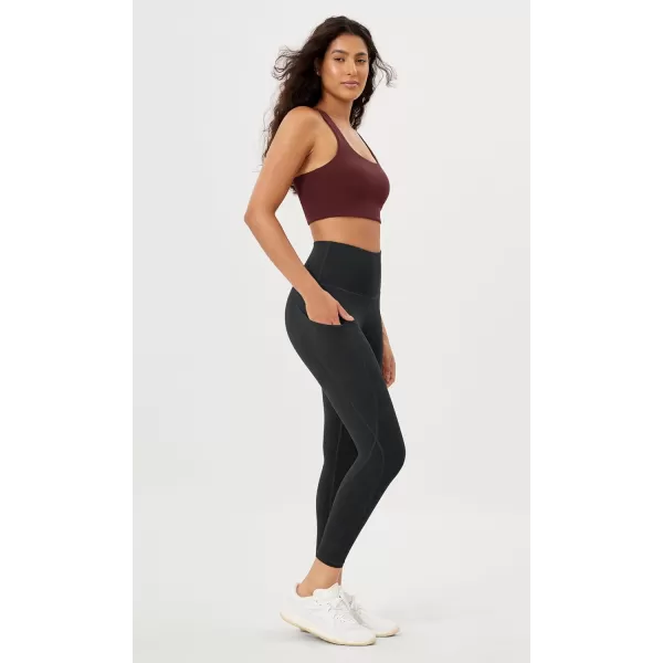 imageODODOS Womens High Waisted Yoga Leggings with Pockets Tummy Control Non See Through Workout Athletic Running Yoga PantsWave Black