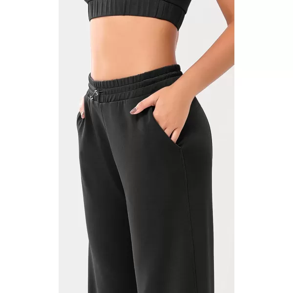 imageODODOS Womens Modal Soft Wide Leg Pants with Pockets Adjustable Shockcord High Waist Casual Lounge Pants272931quot InseamBlack