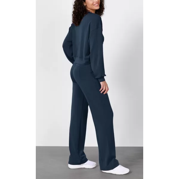 imageODODOS Womens Modal Soft Wide Leg Pants with Pockets Adjustable Shockcord High Waist Casual Lounge Pants272931quot InseamDeep Blue