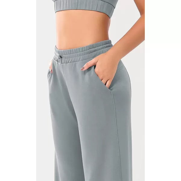 imageODODOS Womens Modal Soft Wide Leg Pants with Pockets Adjustable Shockcord High Waist Casual Lounge Pants272931quot InseamGrey Blue