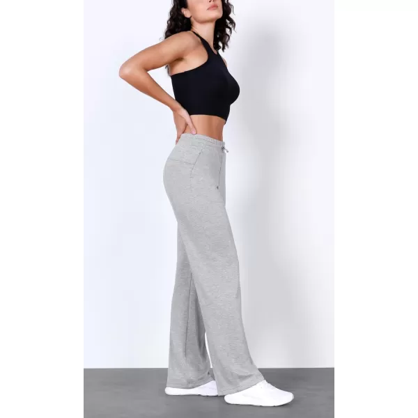 imageODODOS Womens Modal Soft Wide Leg Pants with Pockets Adjustable Shockcord High Waist Casual Lounge Pants272931quot InseamHeather Grey