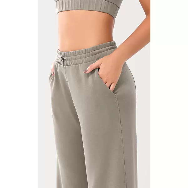 imageODODOS Womens Modal Soft Wide Leg Pants with Pockets Adjustable Shockcord High Waist Casual Lounge Pants272931quot InseamKhaki