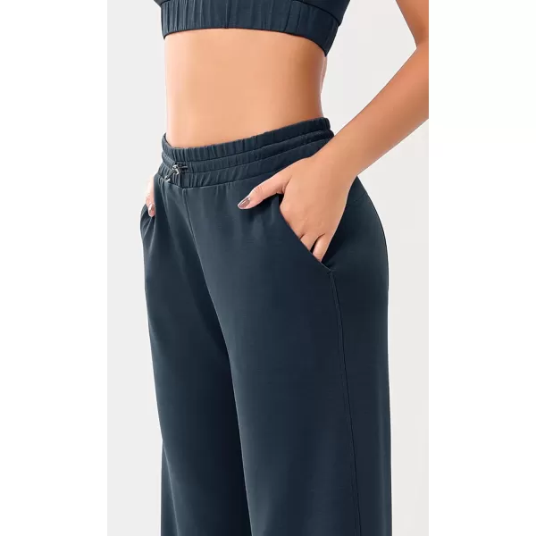 imageODODOS Womens Modal Soft Wide Leg Pants with Pockets Adjustable Shockcord High Waist Casual Lounge Pants272931quot InseamNavy