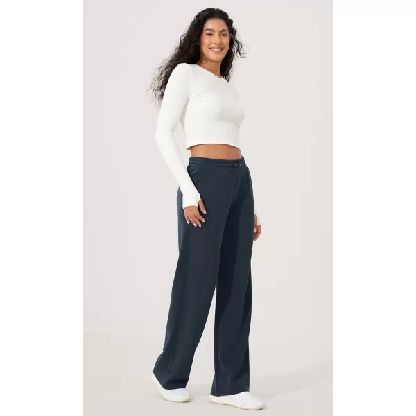 imageODODOS Womens Modal Soft Wide Leg Pants with Pockets Adjustable Shockcord High Waist Casual Lounge Pants272931quot InseamNavy Fleeced