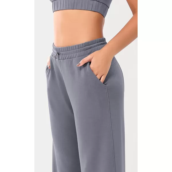 imageODODOS Womens Modal Soft Wide Leg Pants with Pockets Adjustable Shockcord High Waist Casual Lounge Pants272931quot InseamPurple Gray