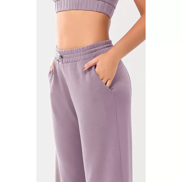 imageODODOS Womens Modal Soft Wide Leg Pants with Pockets Adjustable Shockcord High Waist Casual Lounge Pants272931quot InseamTaro Purple