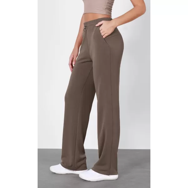 imageODODOS Womens Modal Soft Wide Leg Pants with Pockets Adjustable Shockcord High Waist Casual Lounge Pants272931quot InseamWood Brown