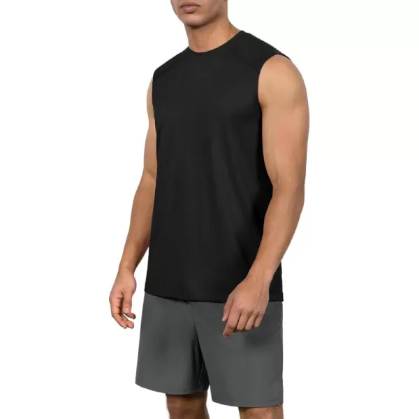 imageODODOS Mens Quick Dry Athletic Tank Tops UPF 50 Sun Protection SPF Workout Sleeveless Muscle ShirtsBlack