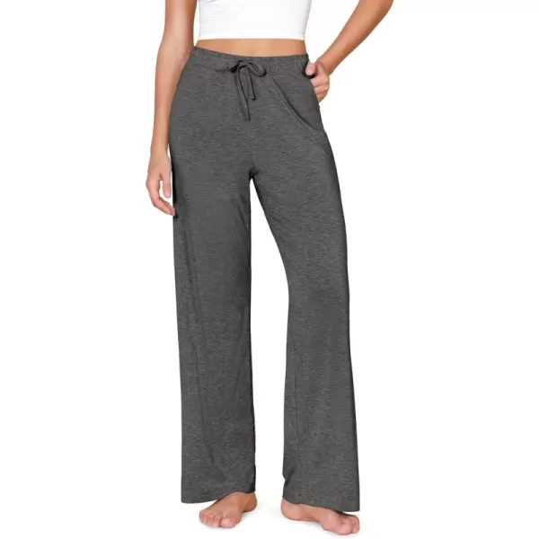 imageODODOS Womens Lounge Pants with Pockets Drawstring Lightweight Loose Comfy Casual Pajama Pants2830quot InseamHeather Charcoal