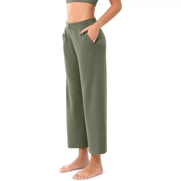 imageODODOS Womens Modal Soft Wide Leg Pants with Pockets Adjustable Shockcord High Waist Casual Lounge Pants272931quot InseamDark Sage