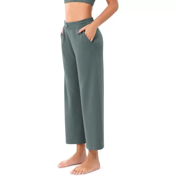 imageODODOS Womens Modal Soft Wide Leg Pants with Pockets Adjustable Shockcord High Waist Casual Lounge Pants272931quot InseamSlate Green