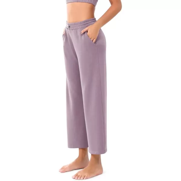 imageODODOS Womens Modal Soft Wide Leg Pants with Pockets Adjustable Shockcord High Waist Casual Lounge Pants272931quot InseamTaro Purple