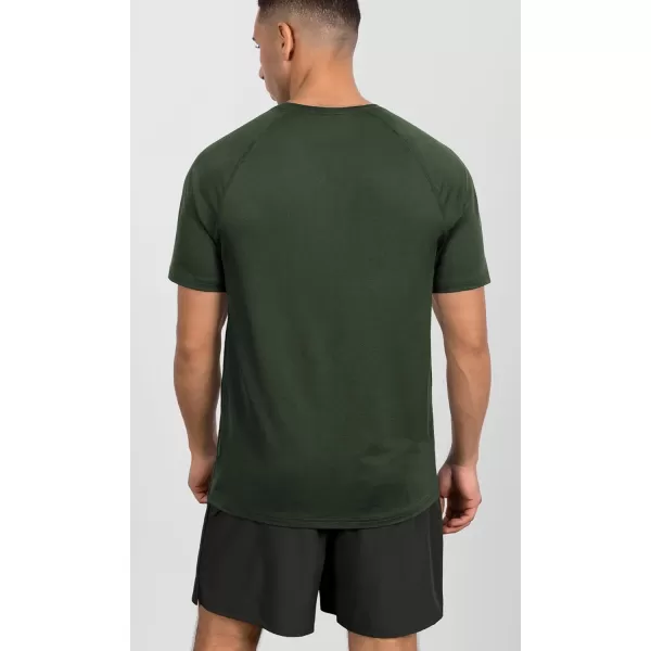 imageODODOS Mens Quick Dry Short Sleeve Shirts UPF 50 Sun Protection SPF Athletic Tops Workout TShirtsOlive Green Heather