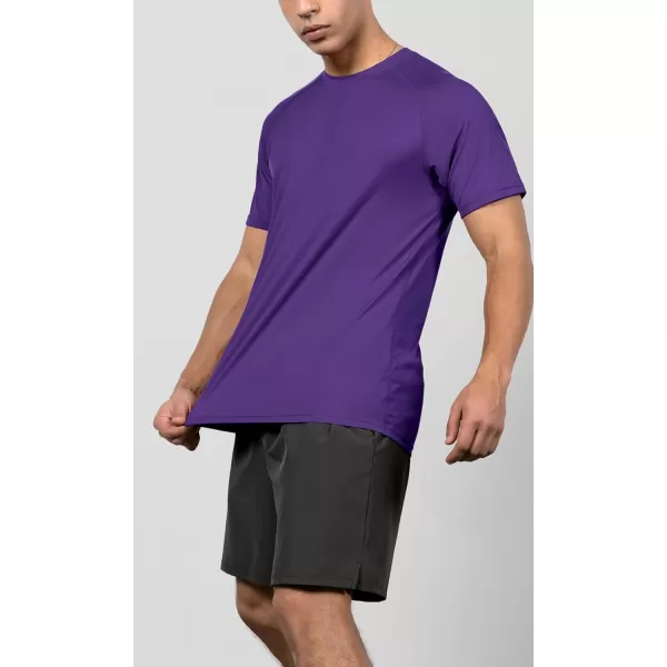 imageODODOS Mens Quick Dry Short Sleeve Shirts UPF 50 Sun Protection SPF Athletic Tops Workout TShirtsPurple