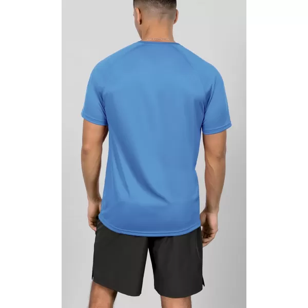 imageODODOS Mens Quick Dry Short Sleeve Shirts UPF 50 Sun Protection SPF Athletic Tops Workout TShirtsSky Blue