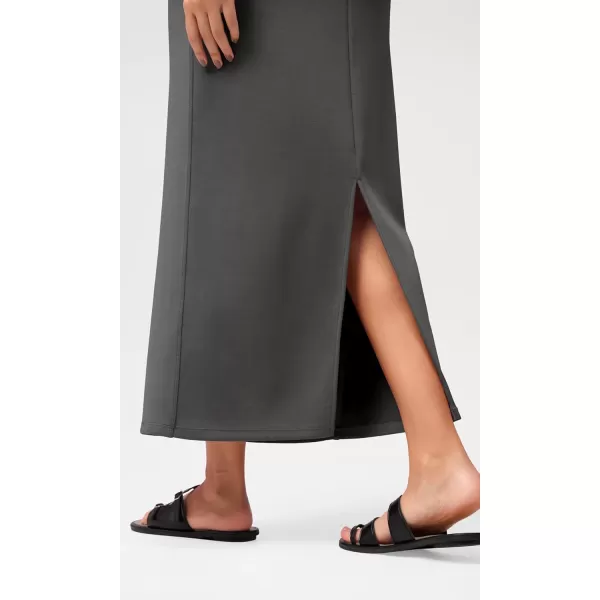 imageODODOS Modal Soft Maxi Skirt for Women Back Slit High Waist Casual Long Pencil SkirtsCharcoal