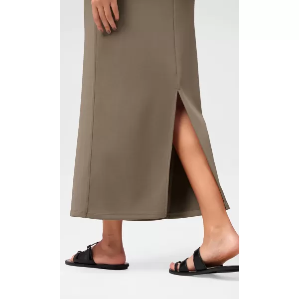 imageODODOS Modal Soft Maxi Skirt for Women Back Slit High Waist Casual Long Pencil SkirtsEspresso