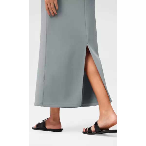 imageODODOS Modal Soft Maxi Skirt for Women Back Slit High Waist Casual Long Pencil SkirtsGrey Blue
