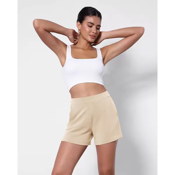 imageODODOS Modal Soft Relaxed Shorts with Pockets for Women High Wasit Casual ShortsBeige