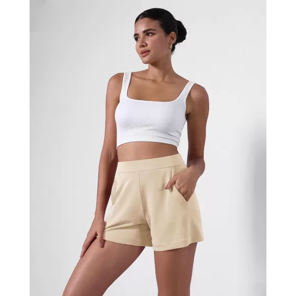 imageODODOS Modal Soft Relaxed Shorts with Pockets for Women High Wasit Casual ShortsBeige