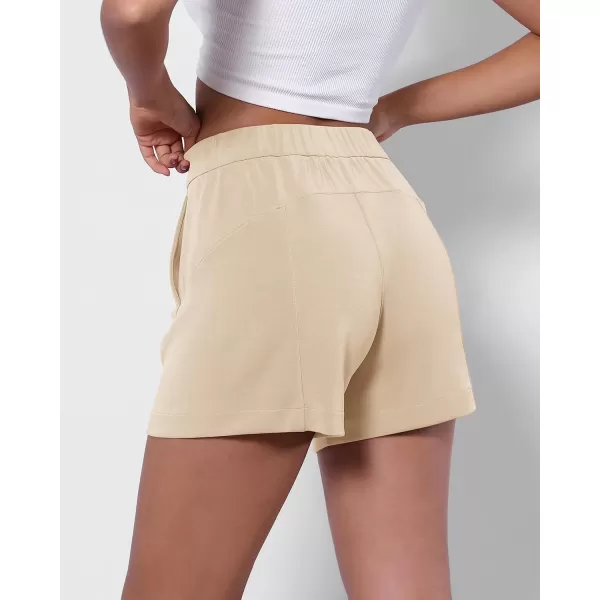 imageODODOS Modal Soft Relaxed Shorts with Pockets for Women High Wasit Casual ShortsBeige