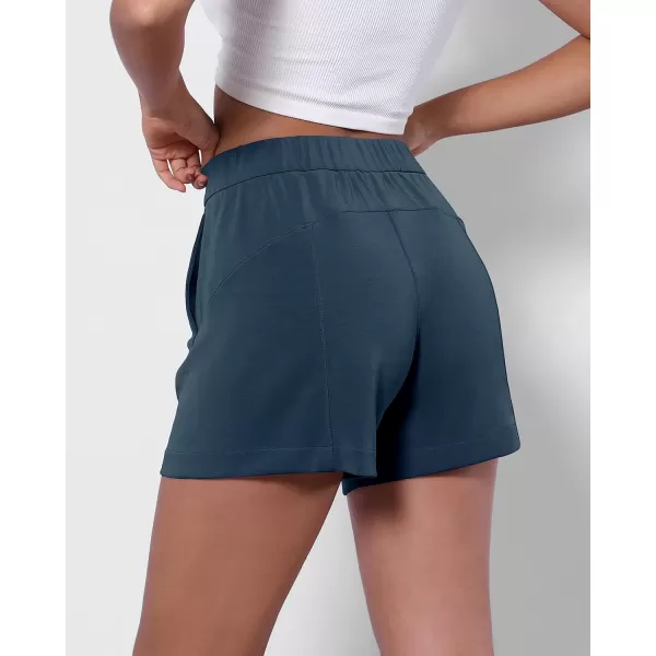 imageODODOS Modal Soft Relaxed Shorts with Pockets for Women High Wasit Casual ShortsDeep Blue