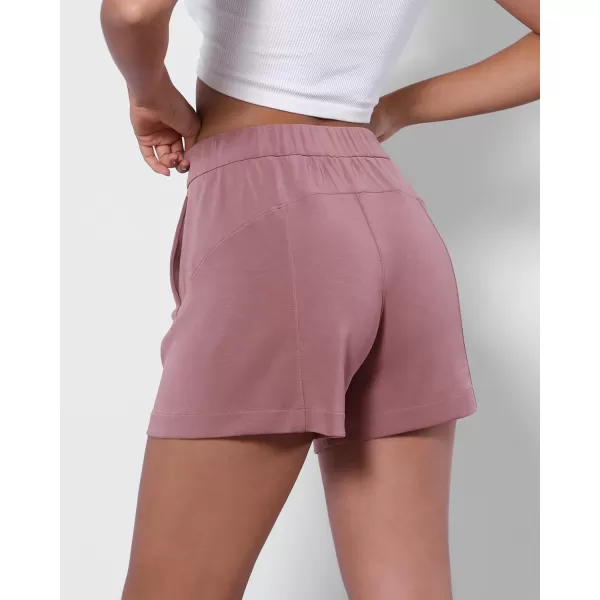 imageODODOS Modal Soft Relaxed Shorts with Pockets for Women High Wasit Casual ShortsMauve Pink