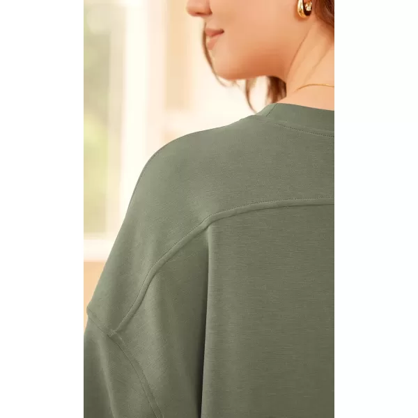 imageODODOS Modal Soft Short Sleeve TShirts for Women Oversized Crew Neck Tee Relaxed Pullover TopsDark Sage